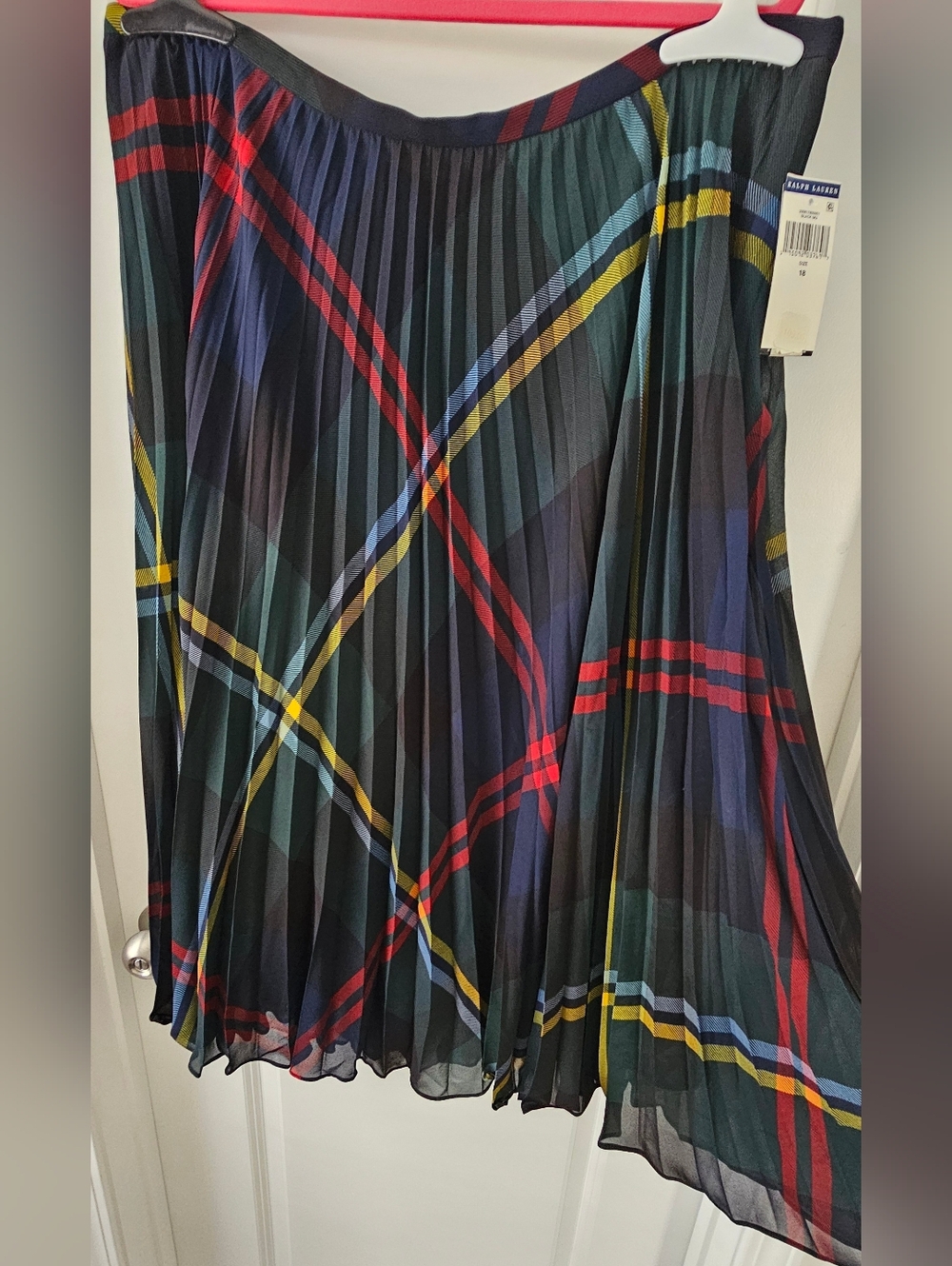 Ralph Lauren Pleated Plaid Midi Skirt - Picture 2 of 8